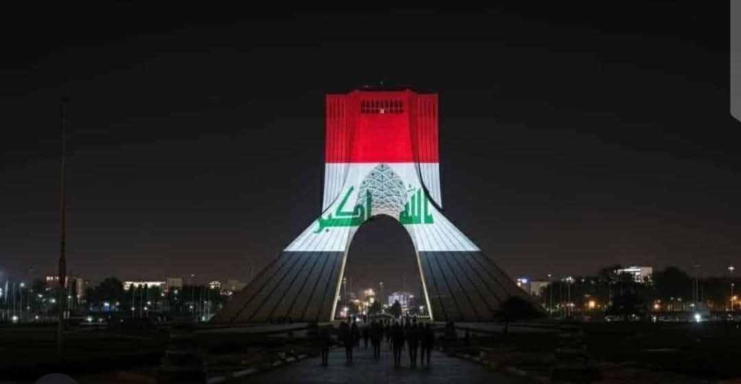 ZAK514's tweet photo. Beloved Azadi Tower in Tehran Lighted up with the Iraqi flag for no particular reason.
Salute to our brothers in arms, religion, and struggle.
#Iran #Iraq #IranIraq https://t.co/ietnr4wRMV