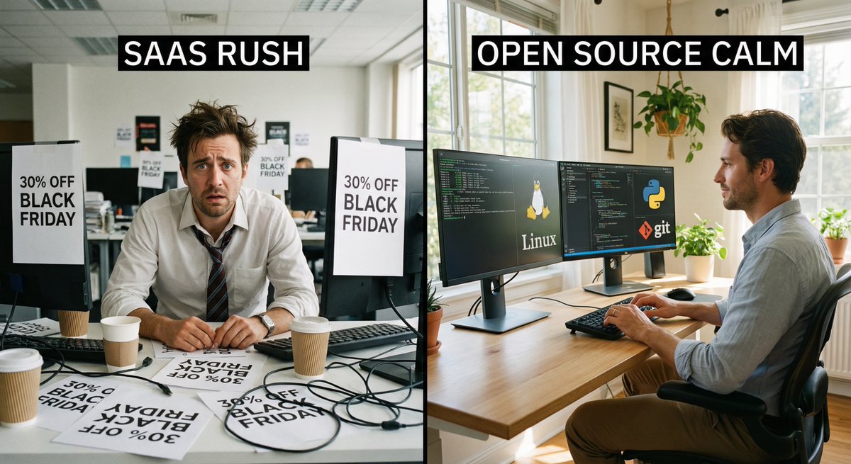 PikaPods's tweet image. black friday starter pack:
fake urgency ⏰
inflated  &quot;was&quot; prices 📈
countdown timers ⏳
&quot;limited&quot; stock 🚨
still overpriced 💸

Pikapods starter pack:
fair prices every day ✓

#BlackFriday #FOSS #FridayFun