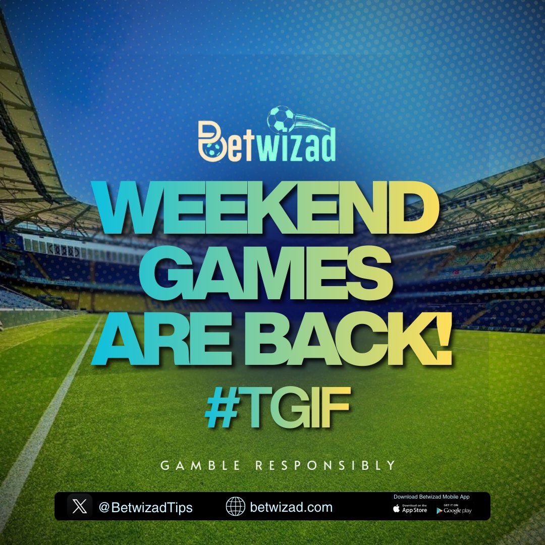 BetwizadTips's tweet photo. TGIF 🤑
Weekend Games are officially BACK! ⚽️
Don't miss your chance to turn your predictions into wins✅️✅️✅️
🔗 Visit https://t.co/uXOB0f8JLE to get in on the action!
Always remember to #GambleResponsibly Good luck today! 🍀
#BetwizadTips #WeekendGames #FootballIsBack #EPL #LaLiga