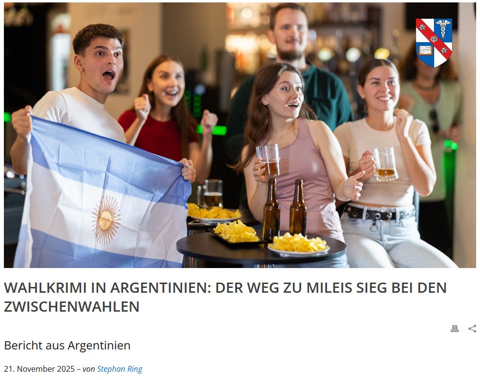 "Der Spannungsbogen der diversen argentinischen Zwischenwahlen im Jahr 2025 gleicht im Ablauf einem Heldenepos oder wahlweise einem modernen  Actionfilm amerikanischer Prägung."

von Stephan Ring

Jetzt hier ganzen Beitrag kostenlos lesen:
misesde.org/2025/11/wahlkr…