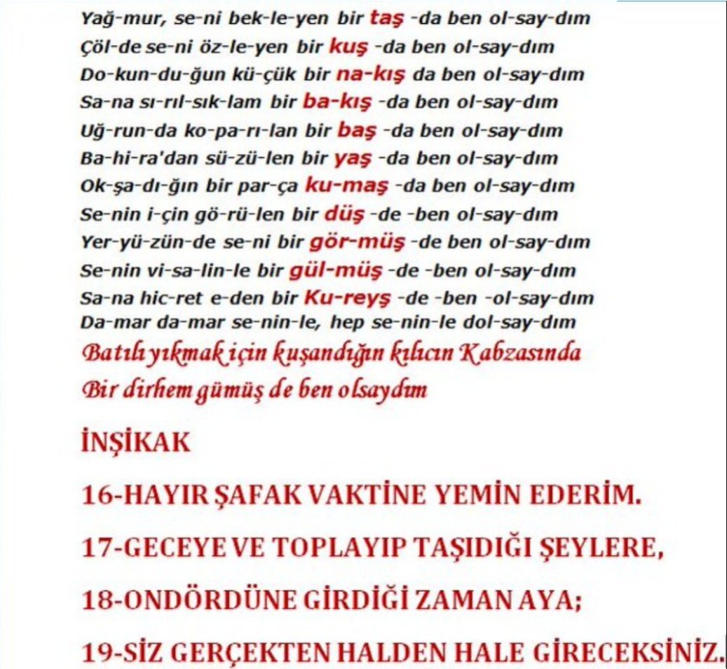 Son harler Ş ile bitiyor 14 heceli