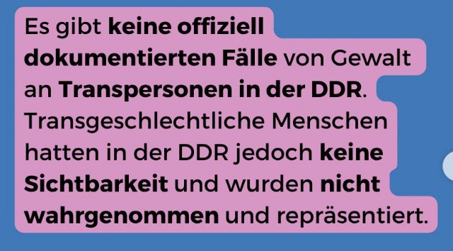 Es gab anscheinend keine Gewalt gegen „Transpersonen“ in der DDR. Woran das wohl lag...