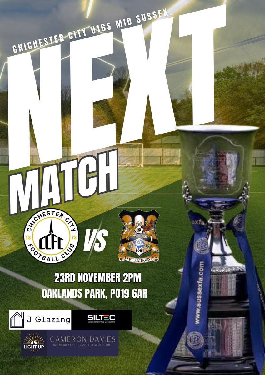 DevelopmentCCFC's tweet image. Football Sunday! ⚽️ 

Our U16s Mid-Sussex team will host @ThreeBridgesFC at Oaklands Park this Sunday in the Sussex John Davey Cup. This match will follow our U18s SCFL game, offering a full day of football and an opportunity to support both our young Lillywhites! 

#upthechi⚪️⚫️