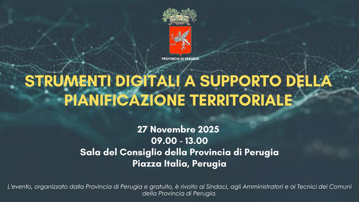 AProciv's tweet image. La #ProvinciaPerugia ha organizzato il seminario &quot;𝗦𝗧𝗥𝗨𝗠𝗘𝗡𝗧𝗜 𝗗𝗜𝗚𝗜𝗧𝗔𝗟𝗜 𝗔 𝗦𝗨𝗣𝗣𝗢𝗥𝗧𝗢 𝗗𝗘𝗟𝗟𝗔 𝗣𝗜𝗔𝗡𝗜𝗙𝗜𝗖𝗔𝗭𝗜𝗢𝗡𝗘 𝗧𝗘𝗥𝗥𝗜𝗧𝗢𝗥𝗜𝗔𝗟𝗘&quot;.
L&apos;evento è gratuito. docs.google.com/forms/d/e/1FAI…