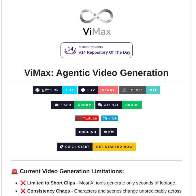 Orchestrates agents for video production

github.com/HKUDS/ViMax/
