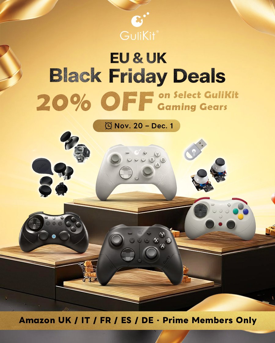 GuliKitDesign's tweet image. 🚨 Amazon EU Black Friday Deal Alert!

Score exclusive savings on select GuliKit controllers and gaming accessories across Amazon EU &amp;amp; UK stores!

Promo period: Nov. 20 – Dec. 1
✨ Prime Members Only  
🛒 Shop the deals:
UK - tr.ee/lPFOTi
IT - tr.ee/vOpdMH…