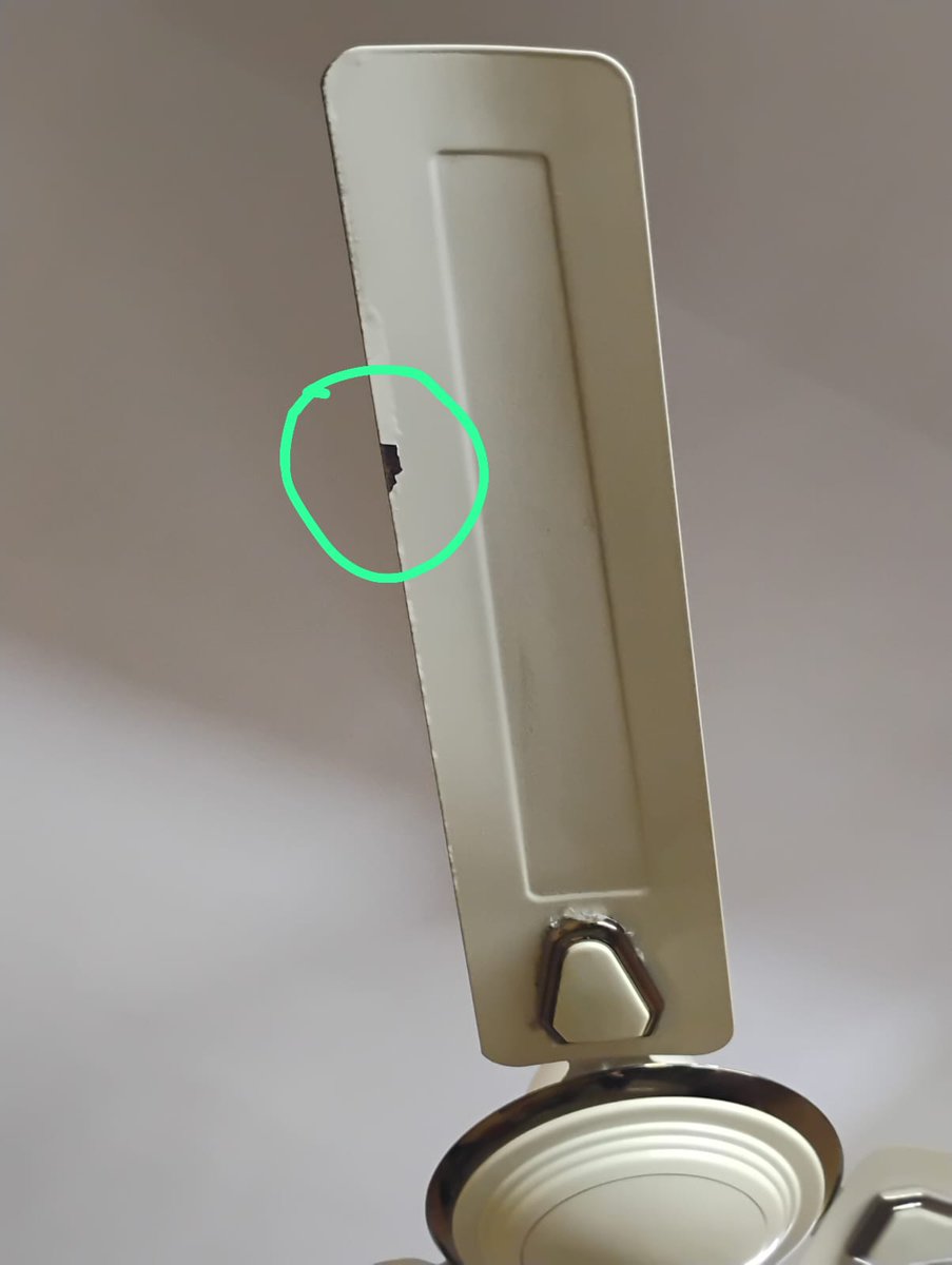 VedpathakMihir's tweet photo. @akashmerebhai @Crompton_India @cromptonindia Yes I am also facing issue with this company's fans. Bought 2 of them, both loosing color after 3 mths. And the funny thing is they don't give warranty for fan blades. Pathetic! https://t.co/FAi6bdEWic