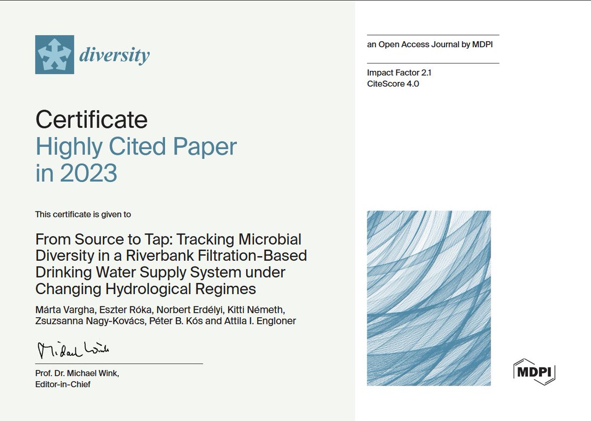 DiversityMDPI's tweet image. 📖Diversity Highly Cited Paper:

🦠From Source to Tap: Tracking Microbial Diversity in a Riverbank Filtration-Based Drinking Water Supply System under Changing Hydrological Regimes

👥Attila I. Engloner et al.
🔗brnw.ch/21wXH8C

#MicrobialCommunity #Diversity #Water