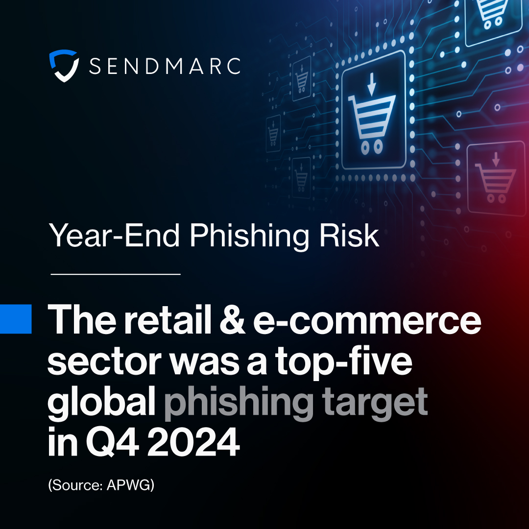 Sendmarc's tweet image. Almost 𝟭𝟭% 𝗼𝗳 𝗴𝗹𝗼𝗯𝗮𝗹 𝗽𝗵𝗶𝘀𝗵𝗶𝗻𝗴 𝗮𝘁𝘁𝗮𝗰𝗸𝘀 in Q4 2024 targeted retail &amp;amp; e-commerce – masking this one of the top 5 most attacked sectors. Protect your brand, customers &amp;amp; deliverability with DMARC. Learn more: eu1.hubs.ly/H0pR4Vq0 
 
#DMARC #Phishing