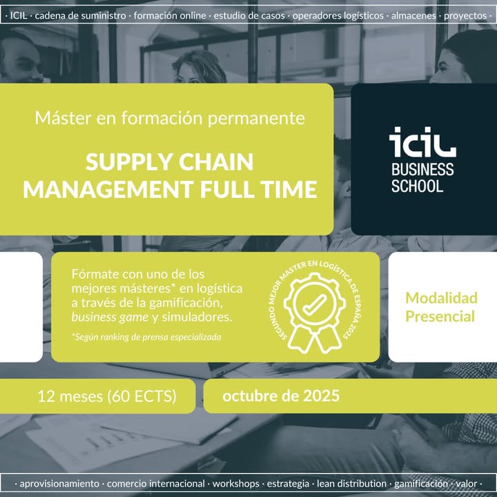 icil_logistics's tweet image. 🚀 ¿Quieres despegar tu carrera en logística y supply chain? Con nuestro Máster en Formación Permanente Supply Chain Management Full Time  lo harás desde la experiencia real, la gamificación, la IA y junto a profesionales expertos.

¡ÚLTIMAS PLAZAS! ⏩  zurl.co/CHrpR