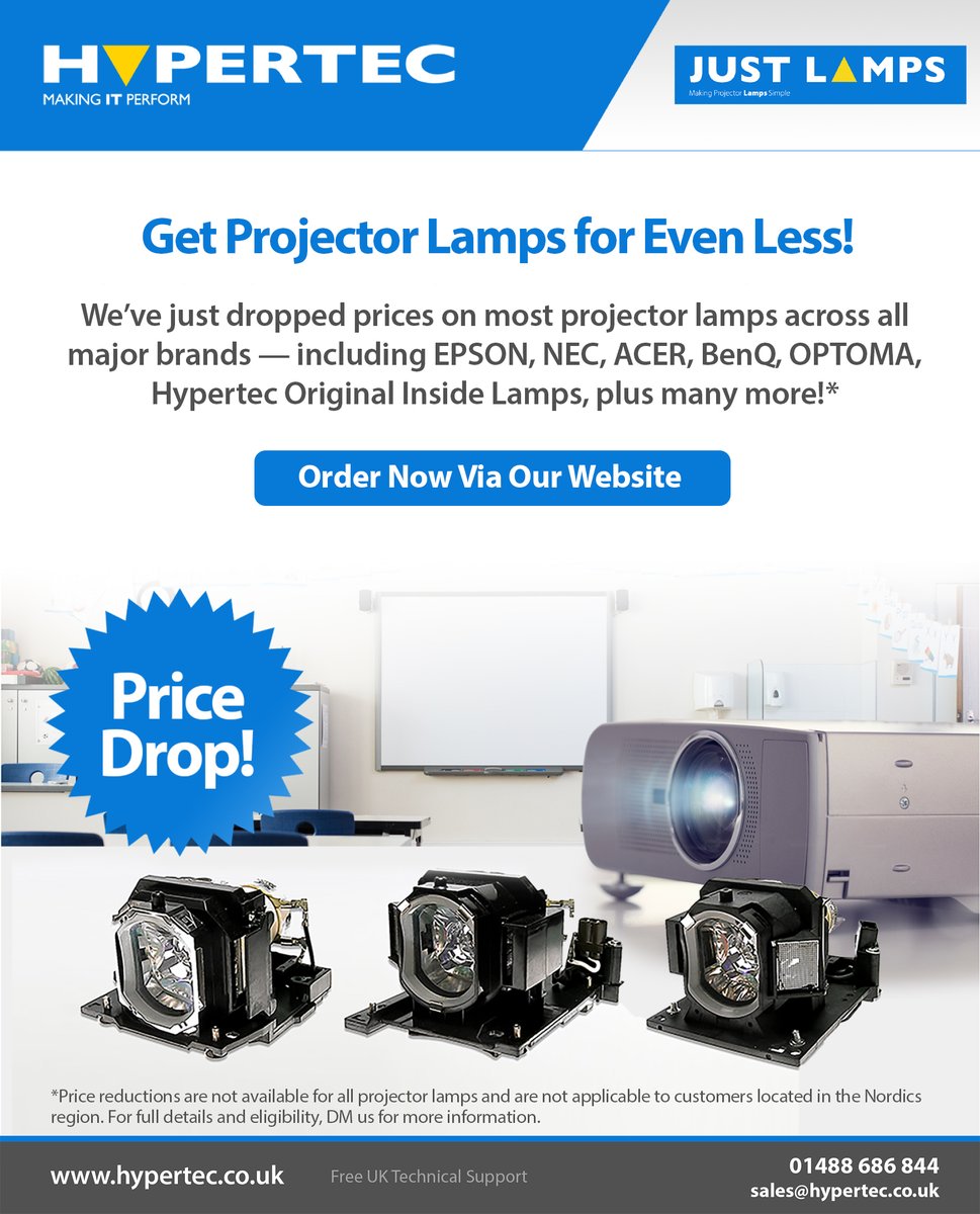 Get Projector Lamps for Even Less! 🎉
We’ve just dropped prices on most projector lamps across all major brands — including EPSON, NEC, ACER, BenQ, OPTOMA, Hypertec Original Inside Lamps, plus many more!*

Order now: bit.ly/4oK2bHq 👈