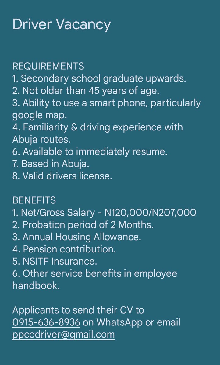 Instant Driver Hire Abuja tweet media