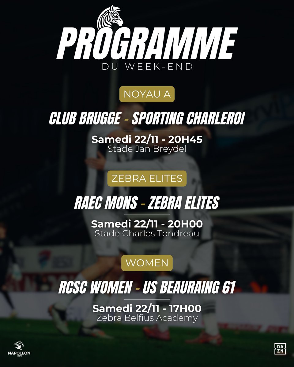 SportCharleroi's tweet image. 𝗟𝗲 𝗽𝗿𝗼𝗴𝗿𝗮𝗺𝗺𝗲 𝗱𝗲𝘀 𝗿𝗲𝗻𝗰𝗼𝗻𝘁𝗿𝗲𝘀 𝗱𝘂 𝘄𝗲𝗲𝗸-𝗲𝗻𝗱 🔍

👉 Les féminines joueront à domicile, du côté de l’Académie !

#RCSC #NapoleonScore ⚫️⚪️