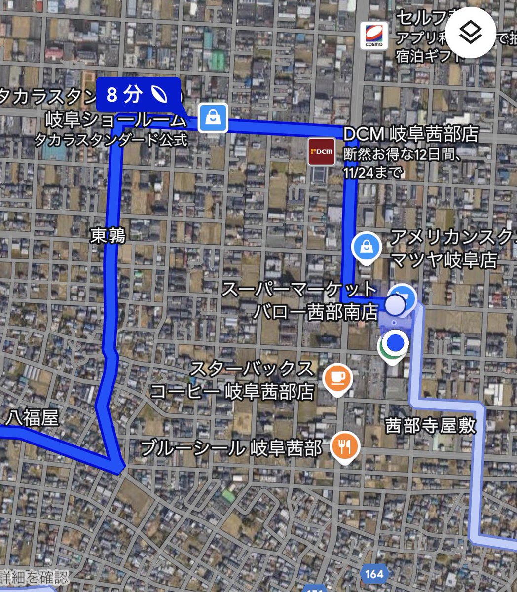 _eigo55's tweet photo. 岐阜市内のGoogleマップの経路が
ご乱心かと思うほどに適当すぎるw
道を検知できてないだろ
著しく狭い道でもないのにね https://t.co/Ii1BSEFges