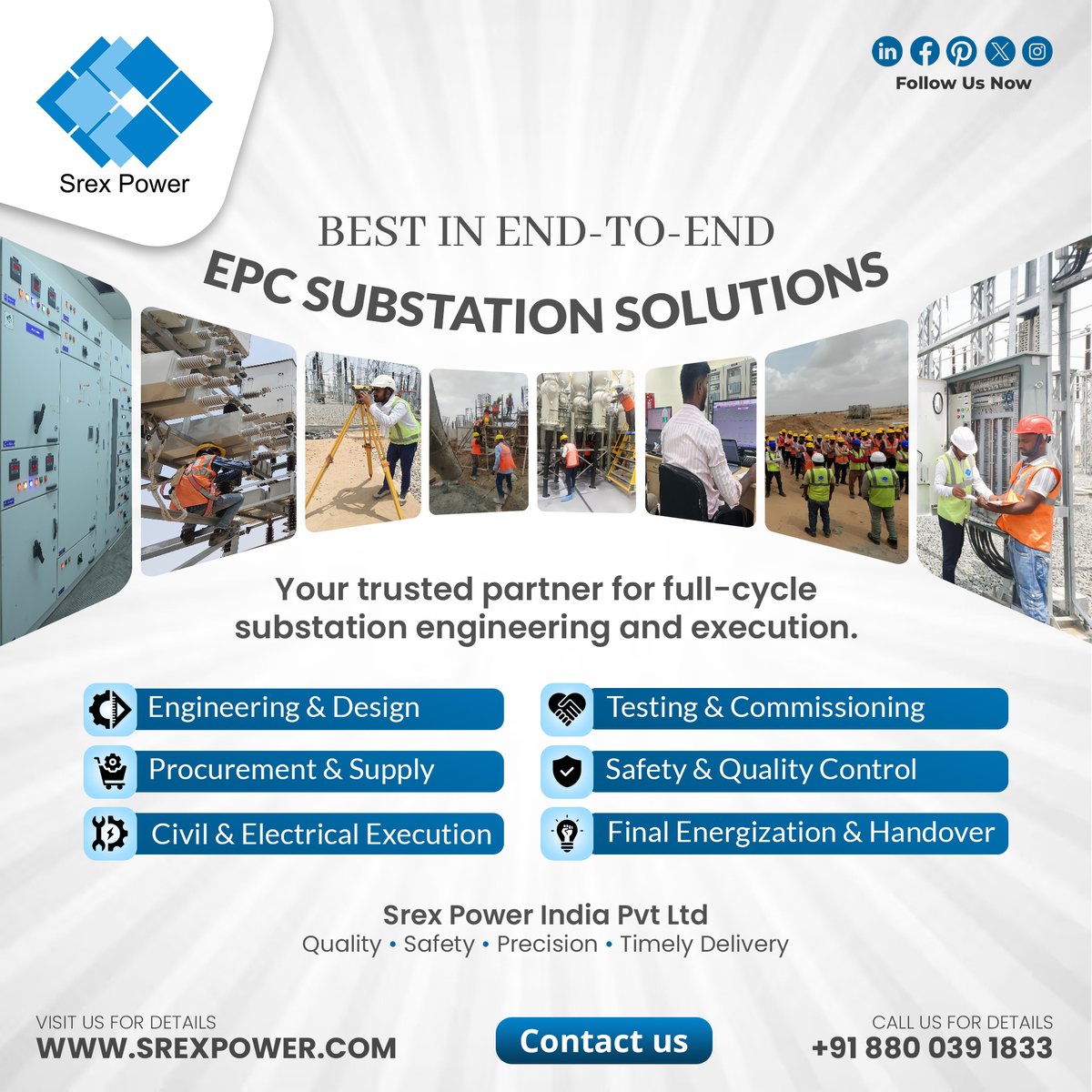srexpowerindia's tweet image. Delivering end-to-end EPC Substation Solutions⚡ From design to energization, Srex Power India ensures precision, safety and timely project delivery for AIS, GIS and Hybrid substations. Powering India with trust. 

#SrexPower #EPC #Substation #AIS #GIS #HybridSubstation #Grid