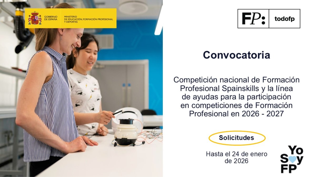 📢 Los beneficiarios de las ayudas serán los premiados con medalla de oro en la competición nacional Spainskills. #TodoFP #YoSoyFP
🔴 Solicitudes: Hasta el 24 de enero de 2026 
🔎 boe.es/diario_boe/ver…