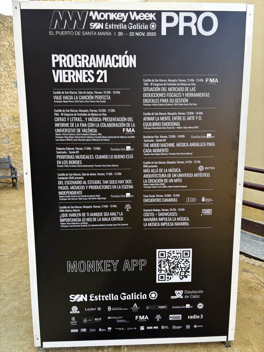 Monkeyweek's tweet photo. En nada arranca la segunda jornada de #MonkeyPRO, sección del Monkey Week @SON_EG dedicada a la industria musical. Mucho por aprender hoy en @ElPuerto... ¡Vamos! 🙌🏻
Todo #MonkeyPRO, aquí 👇🏻
https://t.co/PFKSUD3daz
Conoce a lxs ponentes 🎙️
https://t.co/Kp4sYsTuXt
Viernes de 🐒 https://t.co/eqgGUvpJZK