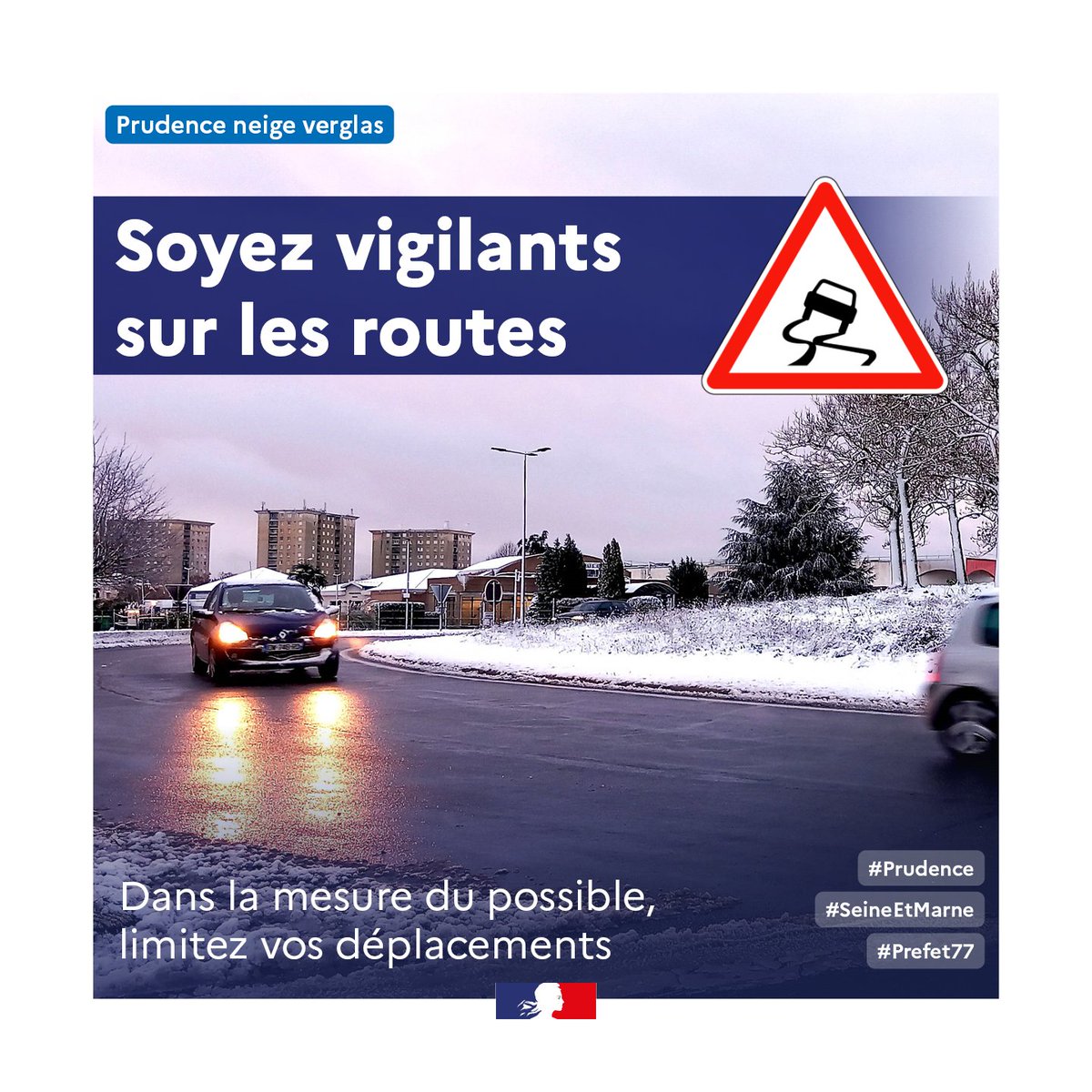 🌨️#vigilance | <a href="/meteofrance/">Météo-France</a> a placé le 77 en vigilance🟡neige/verglas. La perturbation à l'origine de chutes de neige et de pluies verglaçantes traverse une bande centrale du pays. Un passage en vigilance🟠est possible, il convient de se tenir informé.👉vigilance.meteofrance.fr/fr/seine-et-ma…