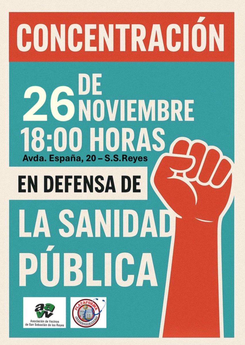 PSaniPubli_ZN's tweet photo. Nueva concentración en #sanse en defensa de #SanidadPública el próximo miércoles 26 de noviembre participa nos jugamos mucho @PSaniPubli_ZN @avvsanse https://t.co/WFyE7gyd5J