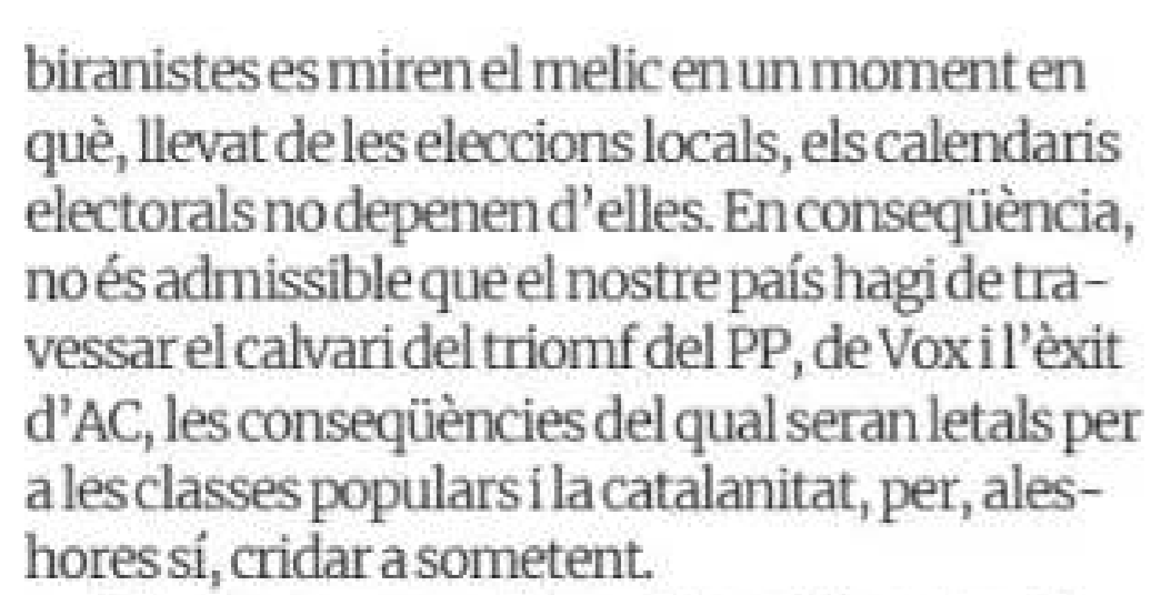 MaTeresaNaves's tweet photo. @JoanTarda @elperiodico Les #esquerres #sobiranistes es miren el melic ✍️@JoanTarda
No és admissible que el nostre país hagi de travessar el calvari del triomf del PP, de Vox i d'AC, les conseqüències del qual seran letals per les classes populars i la catalanitat, per, aleshores si, cridar a sometent. https://t.co/icphmvBxgM