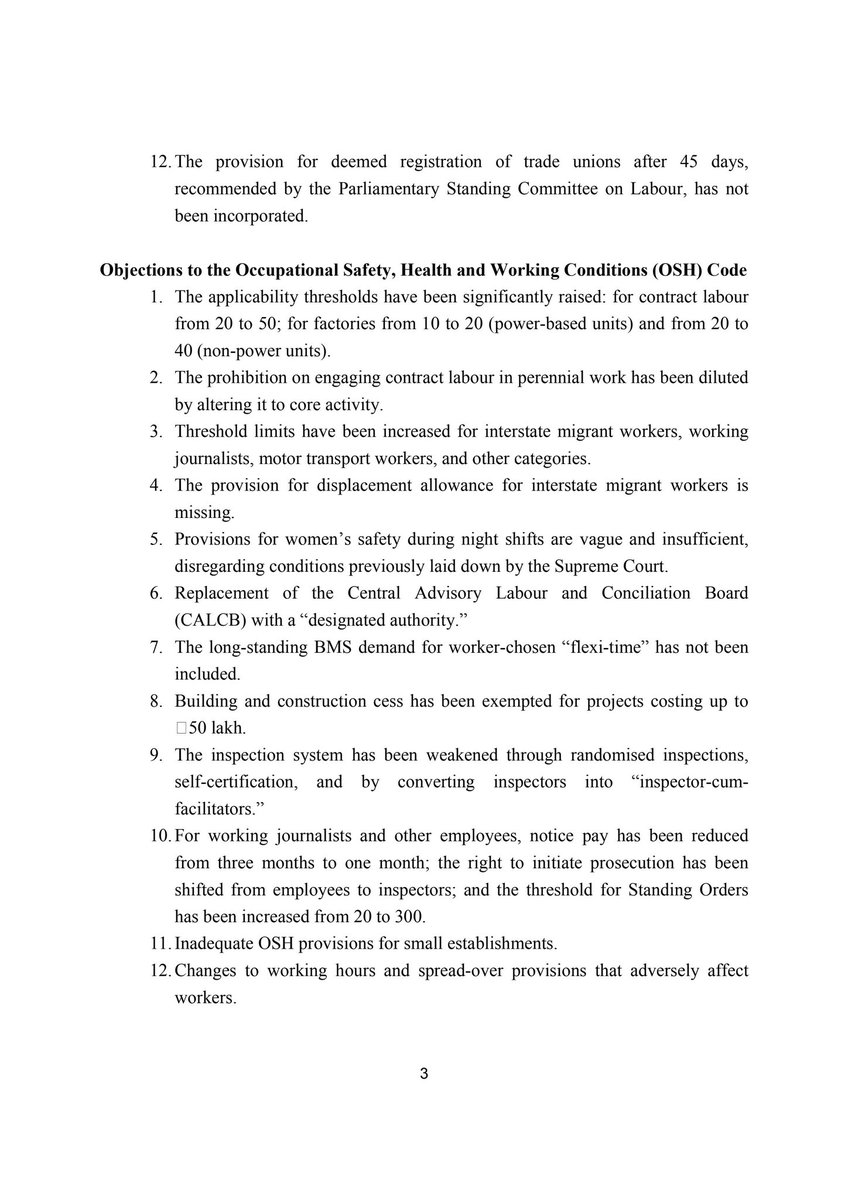 Subject: Memorandum on implementation of Labour Codes and other long-pending demands of workers - requested to resolve - regarding <a href="/LabourMinistry/">Ministry of Labour & Employment, GoI</a> <a href="/narendramodi/">Narendra Modi</a> <a href="/RSSorg/">RSS</a> <a href="/narendramodi/">Narendra Modi</a> <a href="/FinMinIndia/">Ministry of Finance</a> <a href="/nsitharaman/">Nirmala Sitharaman</a>