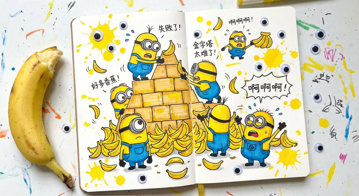 Minions build a pyramid