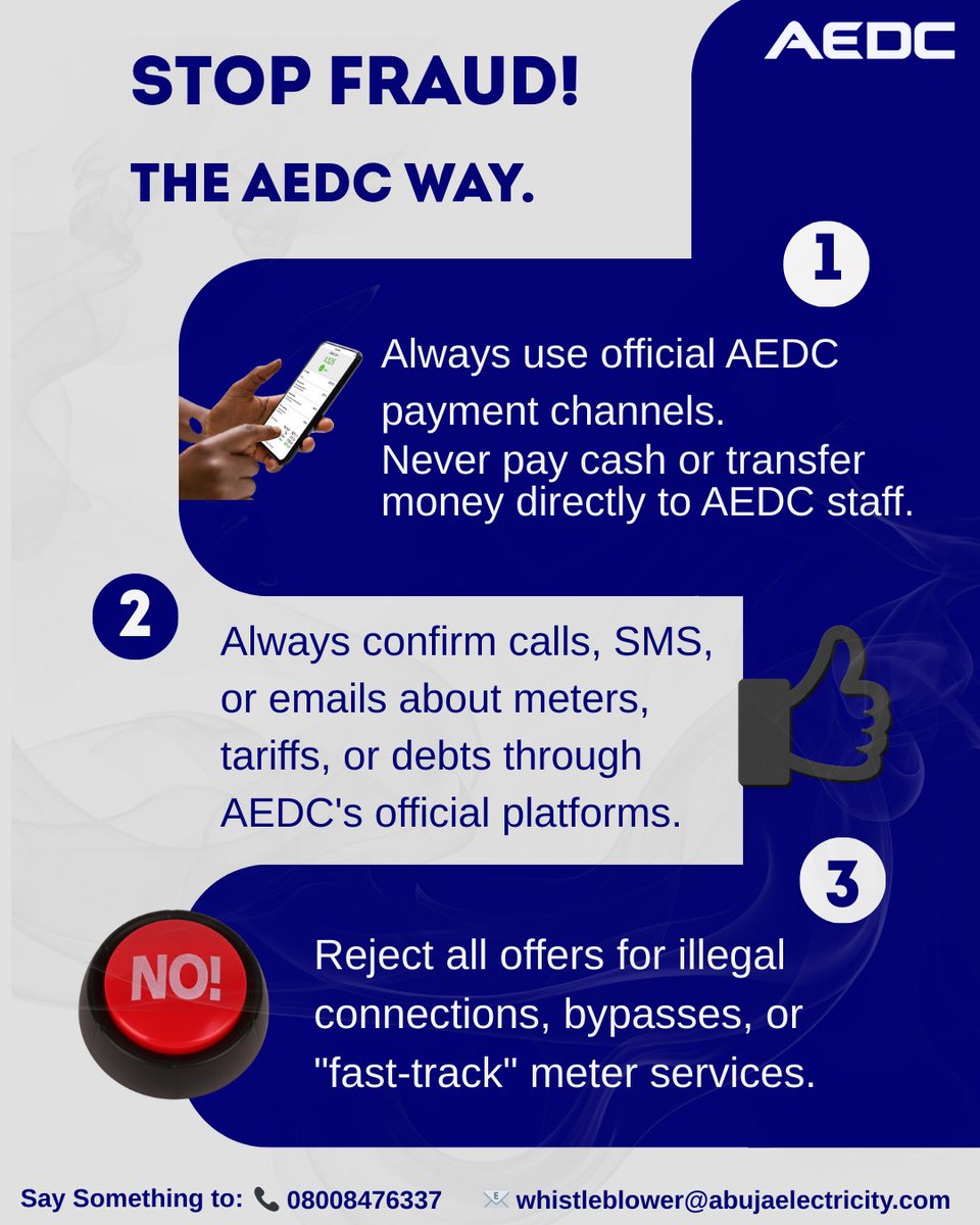 aedcelectricity's tweet image. Stay alert, stay informed, and protect your power.
#FraudAwarenessWeek
#SayNoToFraud
#SeeSomething
#SaySomething