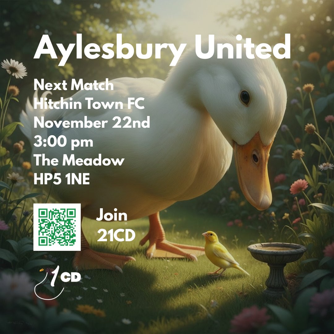 It's <a href="/AylesburyUtdFC/">Aylesbury United FC</a> vs <a href="/HitchinTownFC/">Hitchin Town FC</a> tomorrow at the Meadow, the Ducks against the Canaries. Hoping for a big performance to celebrate the Duck Walk. 💚🦆 #COYD
