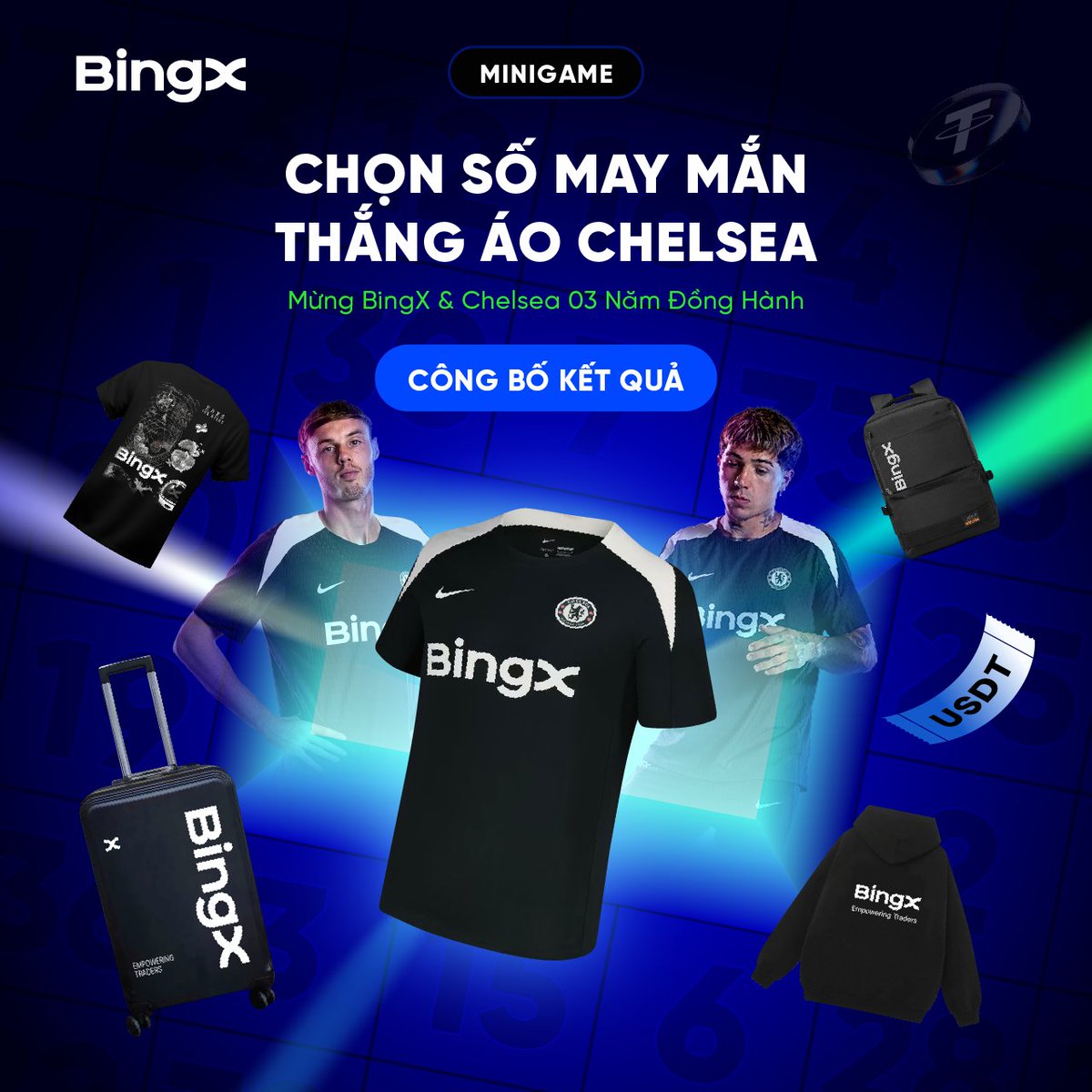 BingXVietnam's tweet image. [KẾT QUẢ] CHỌN SỐ MAY MẮN, THẮNG ÁO CHELSEA

Xin chúc mừng các bạn có tên trong danh sách sau đã may mắn nhận quà từ #minigame  BingX Tiếng Việt.

01 GIẢI NHẤT - 01 Áo tập Chelsea &amp;amp; $50 Voucher Bonus
➤ @JDdaVinci

01 GIẢI NHÌ - 01 Hoodie &amp;amp; $30 Voucher Bonus
➤…
