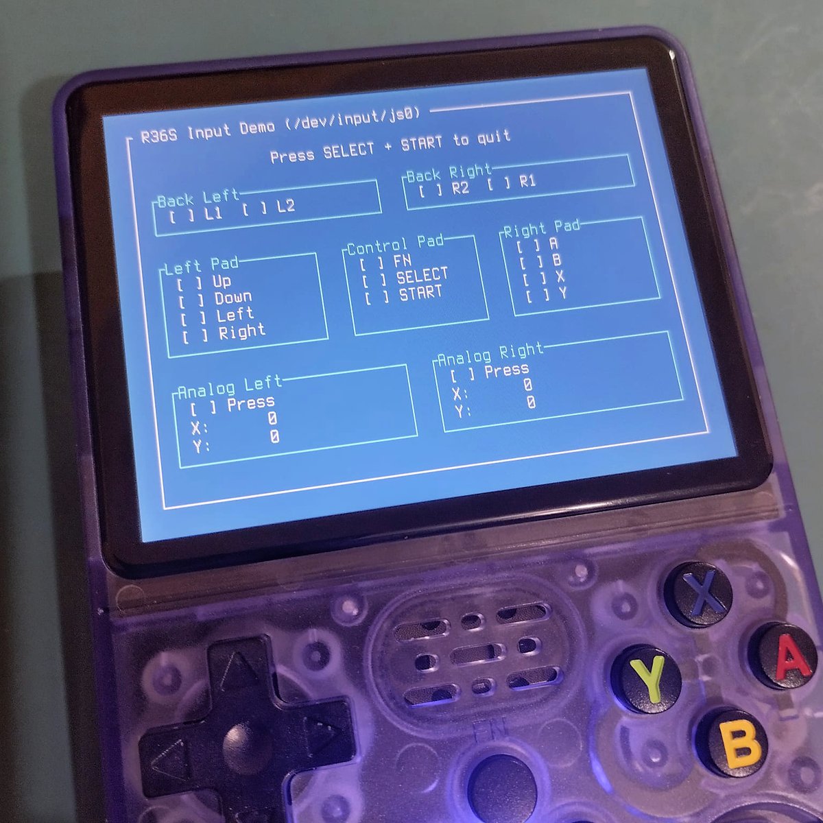 orhundev's tweet image. Wow, Ratatui running on the R36S console! 🤯

🎮 Retro handheld powered by an ARM Cortex-A35 and ArkOS.

💯 Running a live input visualizer TUI!

🦀 All powered by Rust &amp;amp; @ratatui_rs 🐀

⭐ GitHub/Writeup: github.com/luizferreira-i…

#rustlang #ratatui #tui #r36s #retrogaming #arm…