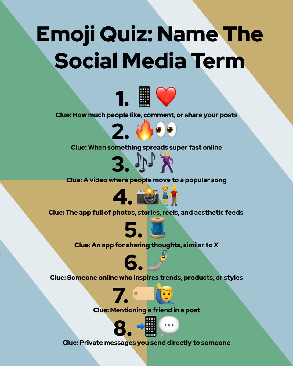 headredmedia's tweet photo. Can you guess all the social media terms just from the emojis?📱💡 

Test your knowledge with our fun emoji quiz!

Drop your answers in the comments👇😎 

#SocialMedia #Emojis #EmojiQuiz #EmojiGame https://t.co/Dipkif2kwf