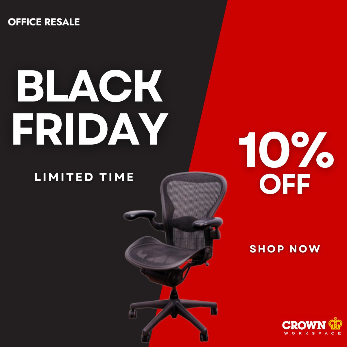 This Black Friday, skip the chaos and shop with a conscience.

Our Black Friday Sale is live!

Shop here 🔗 bit.ly/2ZkhSLE

#BlackFriday #CrownWorkspace #FurnitureReuse #SustainableOffice #CircularEconomy #WorkplaceDesign
