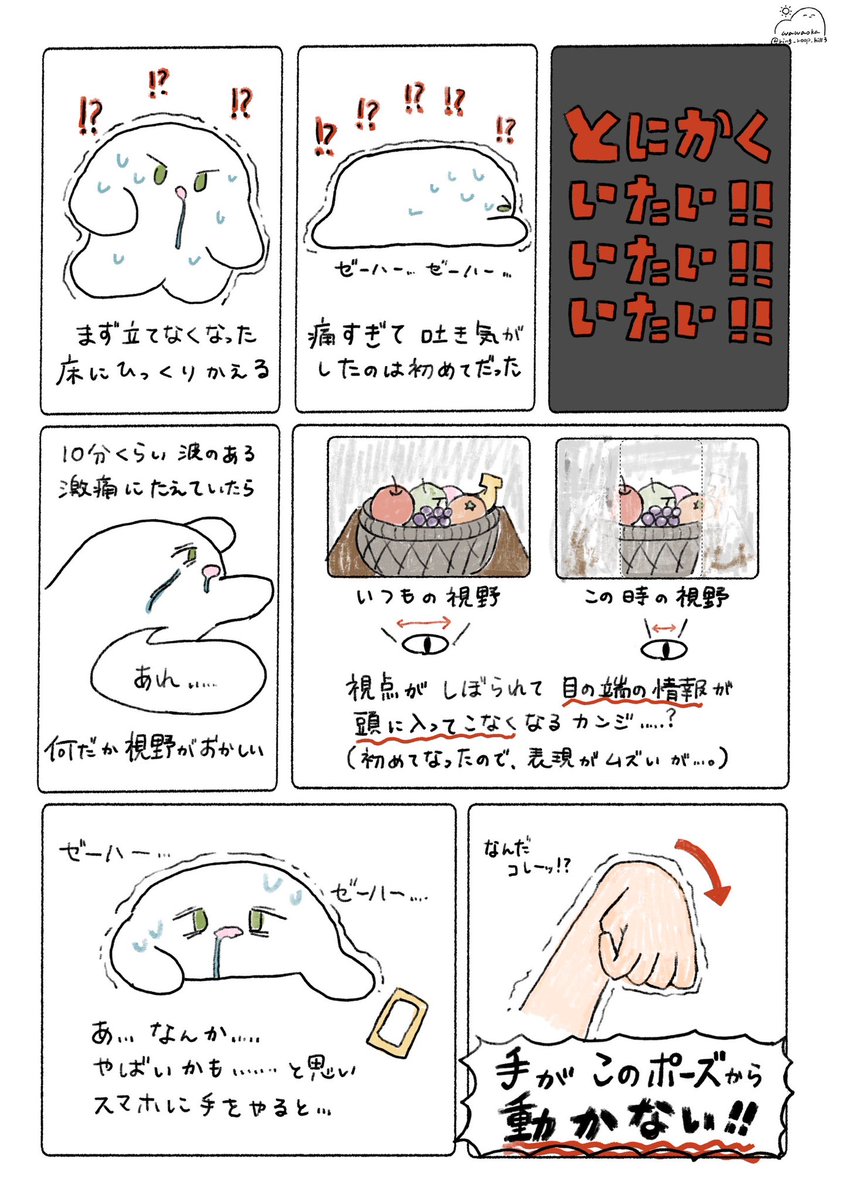 生理痛が原因で救急車に乗ったレポ漫画を描きました‼️（1/2）