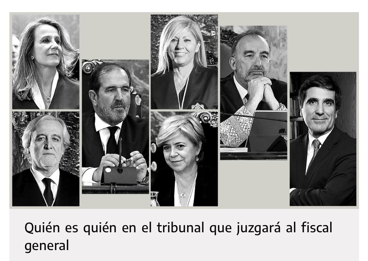 ¿Quiénes son el Escuadrón Golpista del Supremo que ha sentenciado al #FGE?

👉🏾 Martínez Arrieta ⚖️ ponente de la sentencia que mantuvo la inhabilitación de Arnaldo Otegi hasta 2021

👉🏾 Manuel Marchena ⚖️ Presidente del tribunal que juzgó el procés. Colocó a su hija en plaza.

👇🏾