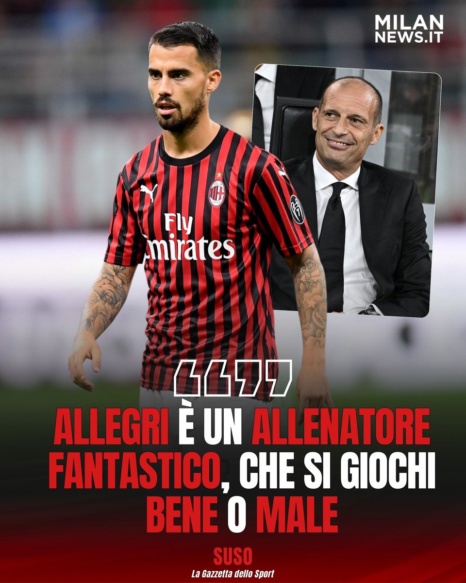 MilanNewsit's tweet image. 🇪🇸🔴⚫️ 𝙎𝙐𝙎𝙊 𝙀 𝙄𝙇 𝙈𝙄𝙇𝘼𝙉

Intervistato dai collegi de La Gazzetta dello Sport, #Suso è tornato a parlare di #Milan a due giorni dal derby, svelando un particolare retroscena di mercato sull’#Inter dicendo anche la sua su #Allegri e #Leao, suo ex compagno.