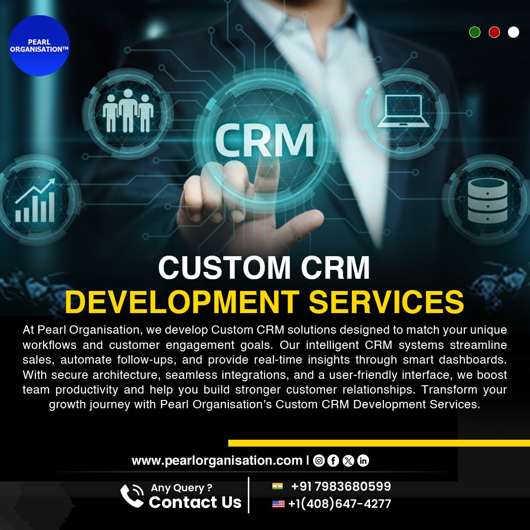 pearlorgs's tweet image. We build custom CRMs that automate tasks, track leads, boost engagement, and support smarter decisions  securely and seamlessly.
.
.
🌐 pearlorganisation.com
📞 Contact Us : +91 7983680599 , +1(408) 647-4277
.
.
#PearlOrganisationReviews #customcrm #crmdevelopment #CRMSoftware