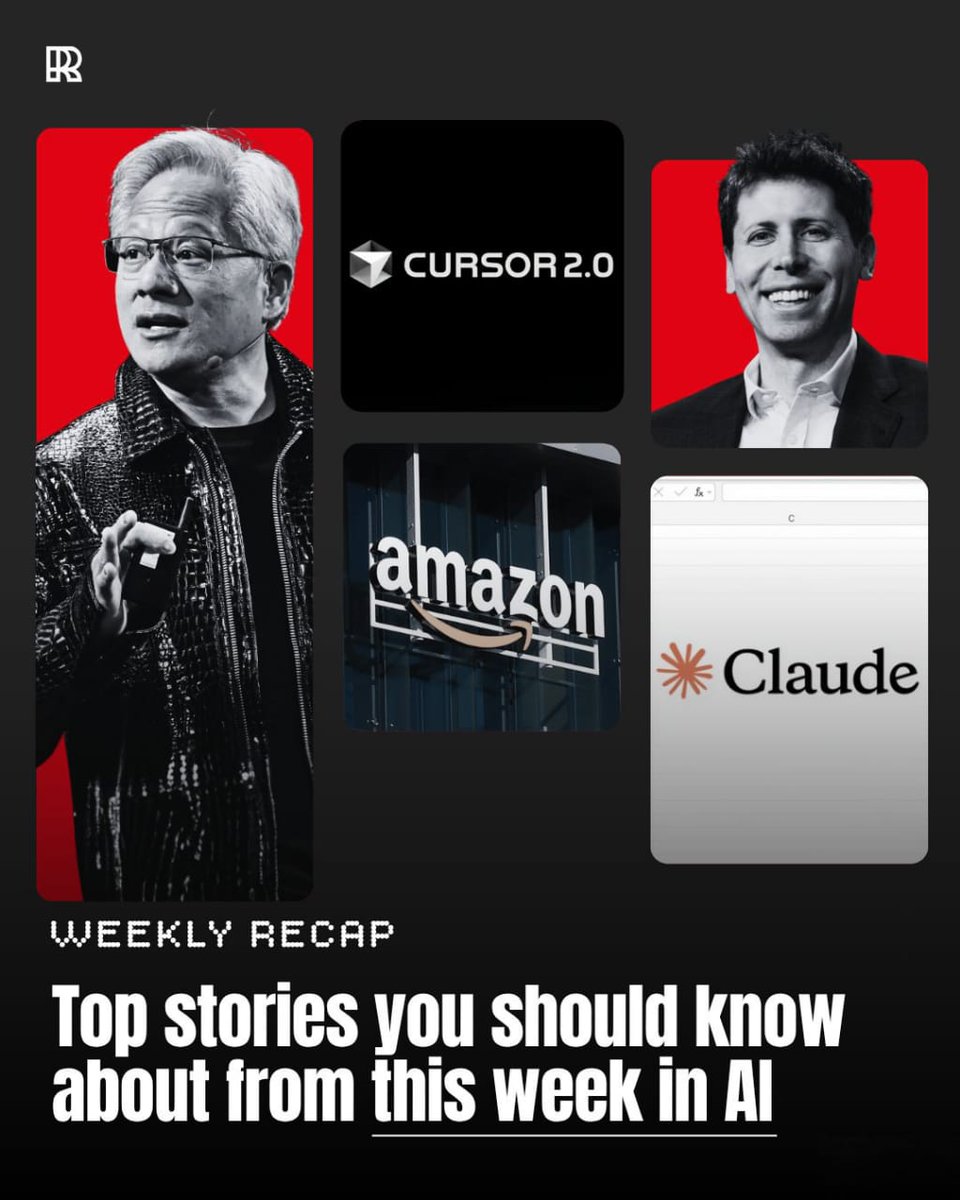 AICodeHitesh's tweet image. It’s been another crazy week in AI 👀

- OpenAI plans $1T IPO
- Anthropic launches Claude Excel add-in
- Amazon cuts 30K jobs
- Nvidia hits $5T
- UMG settles with Udio
- Extropic claims 10K× boost
- Cursor 2.0 drops