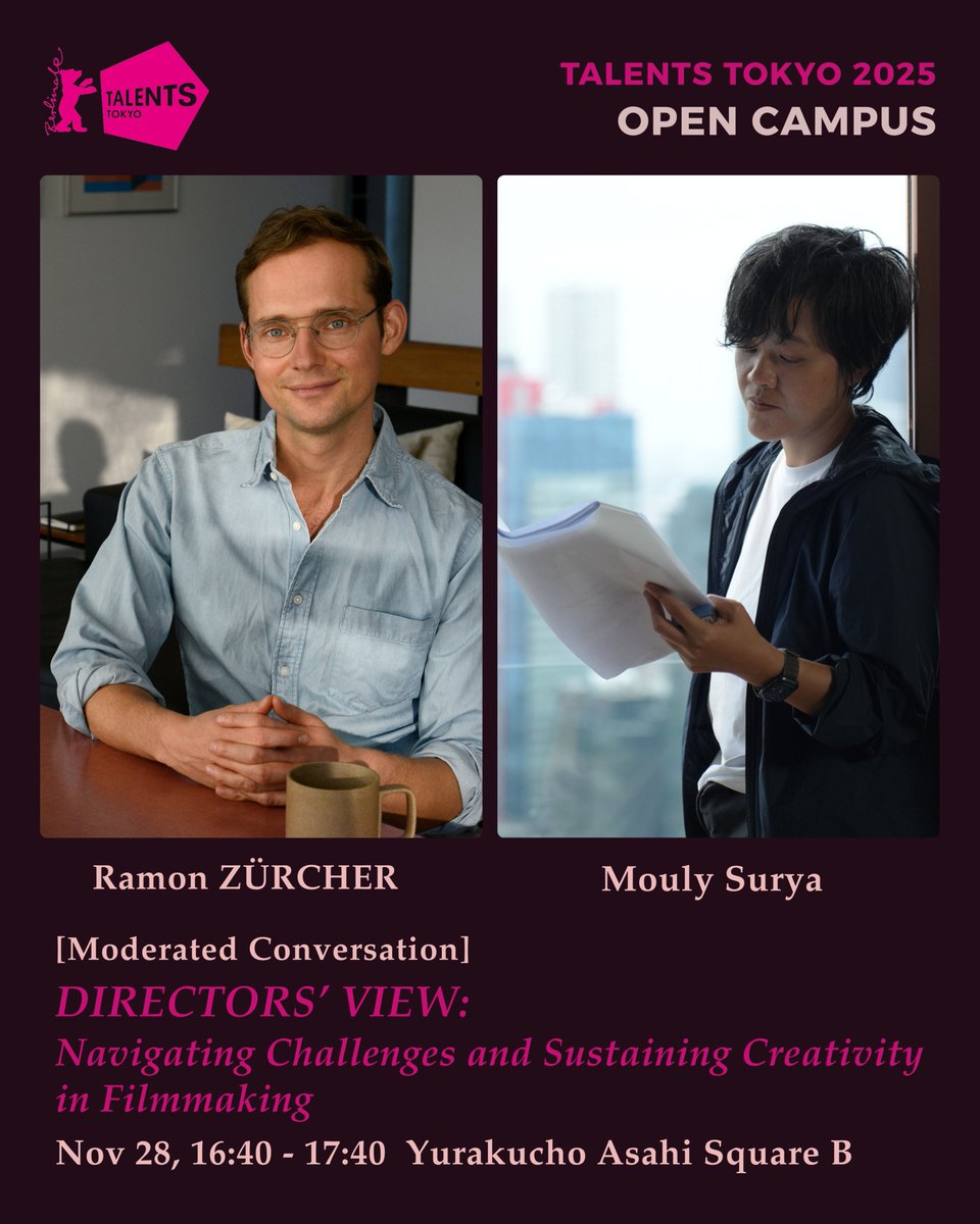 「タレンツ・トーキョー2025」公開日である28日（金）には、今年選出された17名のタレンツによる企画発表と、ラモン・チュルヒャー監督およびモーリー・スリヤ監督による対談を実施予定です。

一般参加の募集も開始いたしました🙌

お申込みフォームと公開日の詳細はこちら：
talents-tokyo.jp/news/TT2025_op…