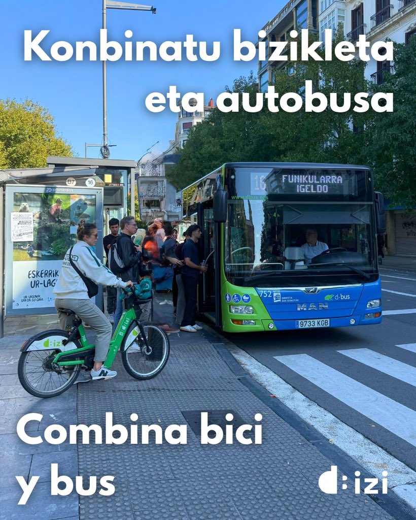 DSS_Dbizi's tweet image. Combina bici y bus para moverte más lejos, más limpio y sin atascos.
Un mismo objetivo: que Donostia respire mejor. 🌍
#DbiziConecta #DonostiaVerde #MovilidadSostenible
@dbusdonostia @IdiazAyuso