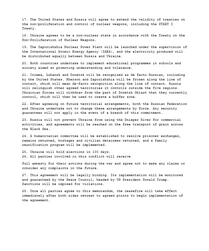 JavierBlas's tweet image. FULL DOCUMENT: The Trump 28-point peace plan for Ukraine (drawn by the US with Russia input, but not Ukranian/European). Per @AFP. #Ukraine