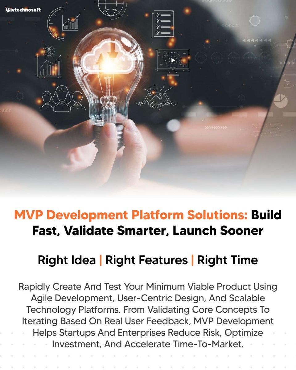 divtechnosoft's tweet image. Big ideas don’t need big builds, just the right start. With an MVP-first approach, you can focus on what truly matters, test with real users, and launch faster with less risk and lower costs. Build smarter, not bigger. 

Let’s bring your idea to life in a way users will value.