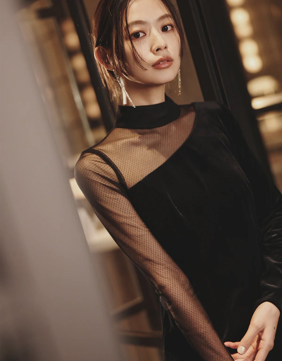 2025 HOLIDAY COLLECTION 】 □シアーコンビタイトワンピース color