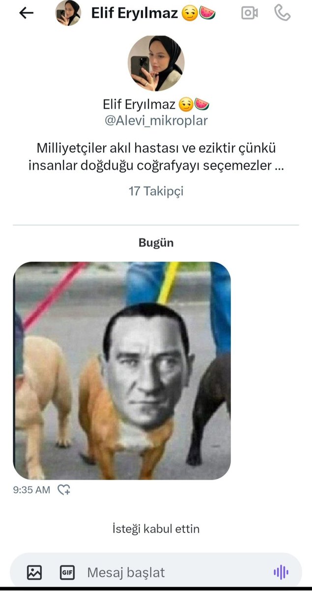 5816 bu pislikleri yargılamak için var işte. Bu biosunda milliyetçilere saldıran, kullanıcı adını "alevi mikroplar" yaparak Alevi vatandaşlarımızı hedef alan, Atatürk'e alenen HAKARET eden pisliğe gereken yapılacak mı? 
<a href="/EmniyetGM/">Türk Polis Teşkilatı</a> <a href="/TC_icisleri/">T.C. İçişleri Bakanlığı</a> <a href="/AliYerlikaya638/">Ali Yerlikaya</a>