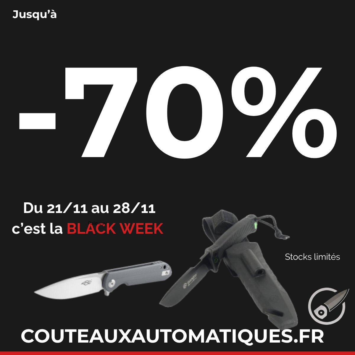 _StephaneMarec's tweet image. La Black Week commence sur Couteaux Automatiques : jusqu&apos;à -70% sur certains couteaux 💥
couteauxautomatiques.fr/boutique