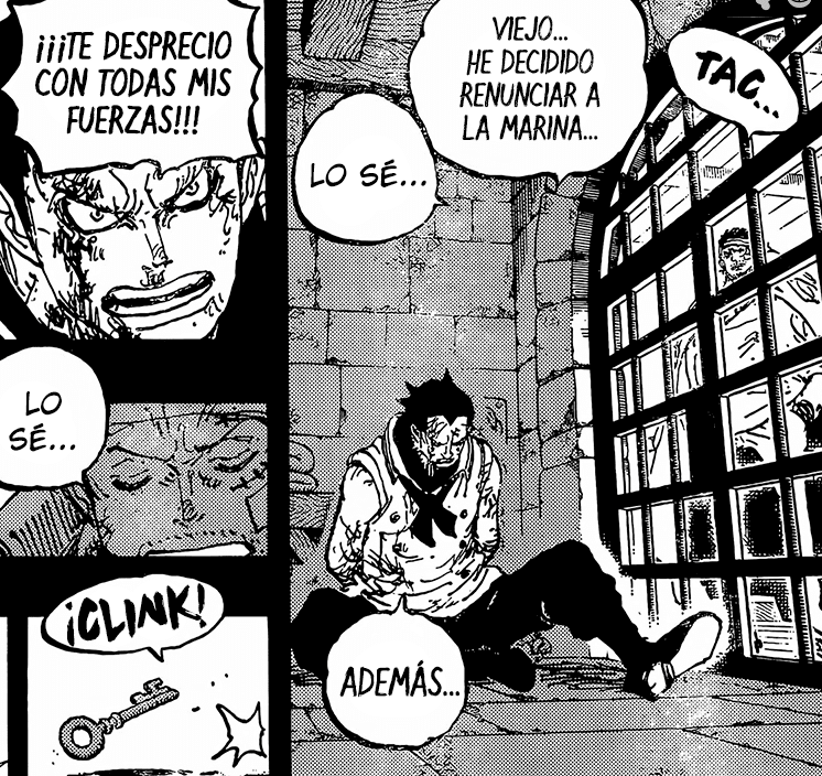 La conversación entre Garp y Dragon es un choque emocional profundo:

Garp, entrega la llave para liberar a su hijo, mostrando un amor silencioso que supera su orgullo.

Dragon, lleno de dolor y resentimiento, lo llama escoria por servir a un gobierno corrupto.

#ONEPIECE1166