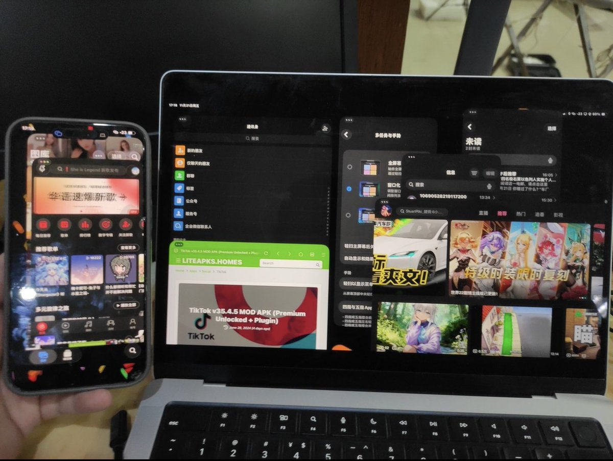 Silenttop2's tweet image. 嗯，目前直接拓展屏选了是无效的，只能接鼠标键盘AirPlay出来