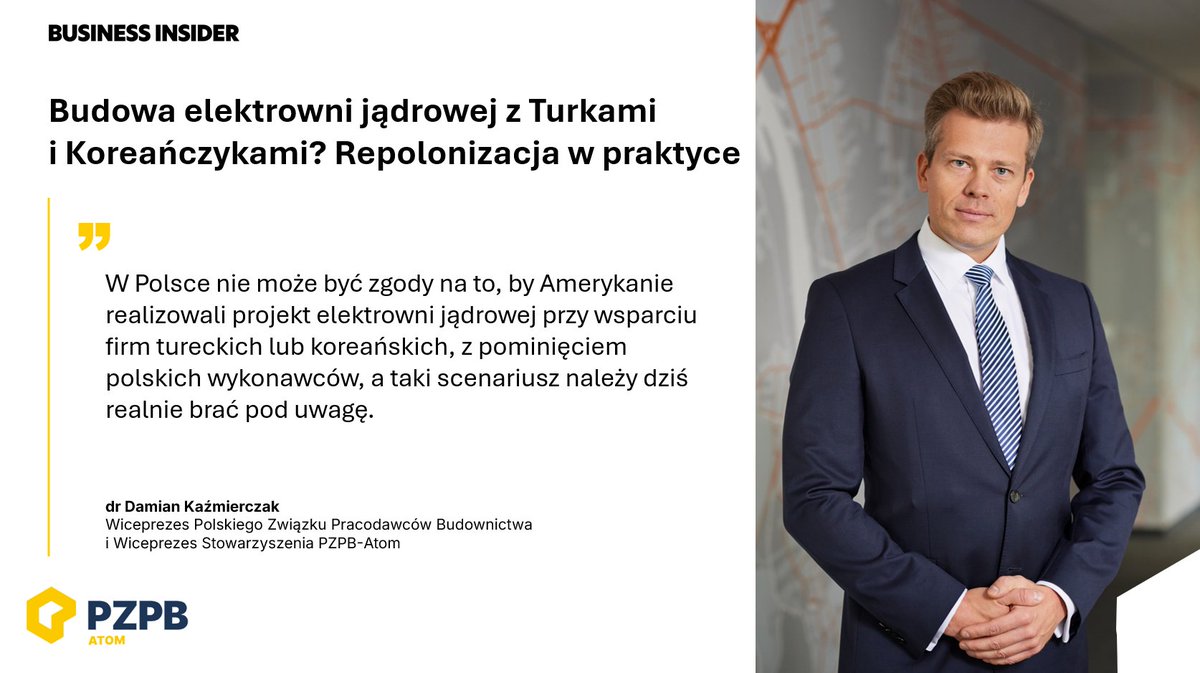 _PZPB's tweet image. 🇵🇱⚛️ Polski atom bez polskich firm? Branża ostrzega przed iluzją #LocalContent, a głos w sprawie zabiera dr @DamKazmierczak, Wiceprezes #PZPB i Wiceprezes Stowarzyszenia #PZPBAtom⬇️

Budowa pierwszej elektrowni jądrowej w Polsce to inwestycja o wartości blisko 200 mld zł, która…