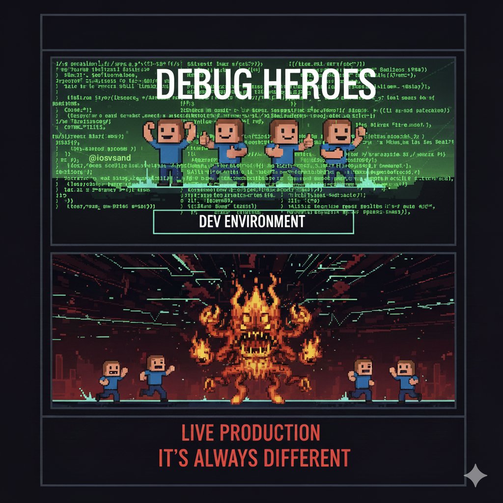 iosvsand's tweet image. DEBUG HEROES ASSEMBLE! 🦸‍♂️🦸‍♀️ Expectation vs. Reality when your perfect code hits live production. Every dev knows this struggle! 😅

#DevLife #CodingHumor #ProgrammerLife  #SoftwareDevelopment #Debugging #LiveProduction #ItsAlwaysDifferent