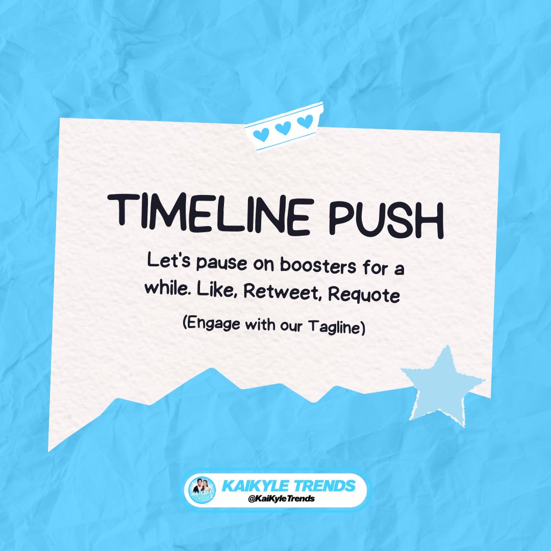 KaiKyleTrends's tweet image. ⌗ 𝘛𝘐𝘔𝘌𝘓𝘐𝘕𝘌 𝘗𝘜𝘚𝘏 ⌗

For now, go to the trend list and check the “latest” tab, then engage with every new tweets you see. 

𝘭𝘪𝘬𝘦 | 𝘳𝘦𝘵𝘸𝘦𝘦𝘵 | 𝘳𝘦𝘲𝘶𝘰𝘵𝘦 — this helps increase visibility and keeps our tag alive in real time.

KAIKYLE AS ICE AND OLSEN