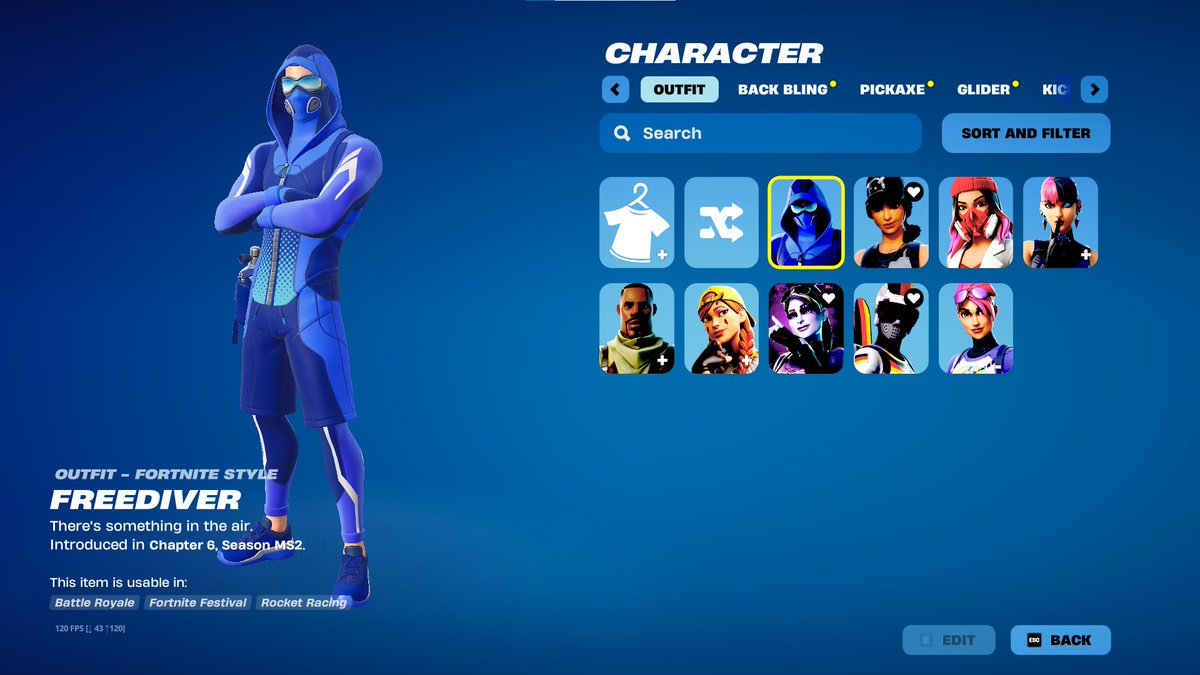inventressx's tweet image. #Fortnite #freediver #o2 - who wants a code for the freediver skin?
